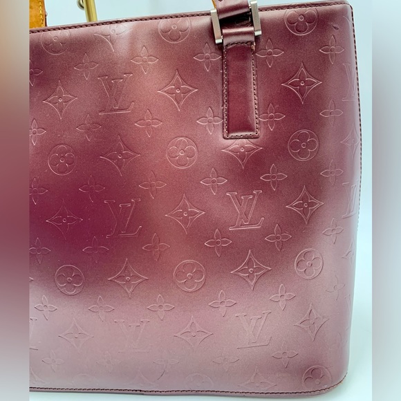 Auth Louis Vuitton Stockton Violette Embossed Monogram Matte Leather Tote Bag - Picture 7 of 16